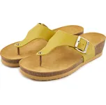 Vlnka Dámské kožené žabky na korkové podešvi na klínku Agáta žlutá velikost obuv dospělí 42