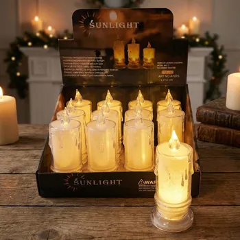 Lampička Ozdobné LED svíčky s pohyblivým knotem SUNLIGHT MAT 4,5 × 11 cm bílé 12 ks