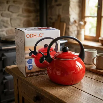 Konvice na čaj Smaltovaná konvice s píšťalkou ODELO AMELIO 2,2 l červená