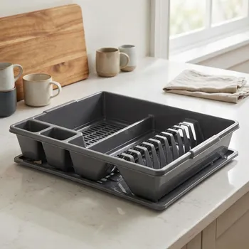 Odkapávač na nádobí Odkapávač na nádobí s podložkou DAILY INTERNATIONAL HOME AMIE 35 × 43 × 8 cm stříbrný