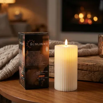 Lampička Ozdobná LED svíčka s pohyblivým knotem SUNLIGHT MAT 7,5 × 15 cm bílá