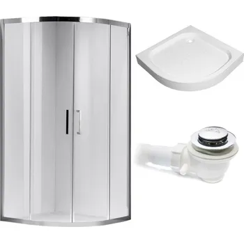 BPS-koupelny Čtvrtkruhový sprchový kout HYD-RK101B 90x90 cm chrom/transparent + vanička HYD-RSV-SXL01B bílá