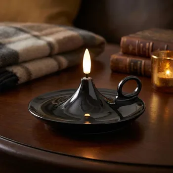 Lampička Dekorační LED svíčka na baterie DAILY INTERNATIONAL HOME ALLADYN 11,5 cm černá