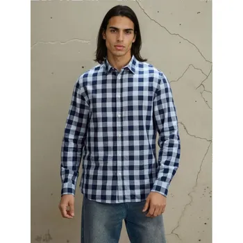 Pánská košile Sinsay - Bavlněná kostkovaná košile - světle modrá - 465HS-50X - 465HS-50X-3XL