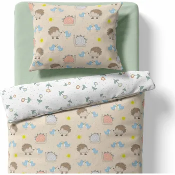 Povlečení Lamatex Dětské povlečení do postýlky – Ježek a šnek – béžová/bílá