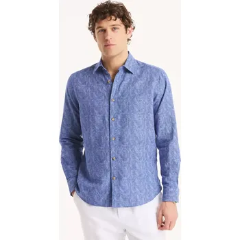 Pánská košile NAUTICA pánská košile s dlouhým rukávem Printed Linen modrá M
