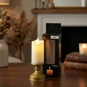 Lampička Svícen s LED svíčkou DAILY INTERNATIONAL HOME 6,5 × 15,5 cm zlatý 1 ks