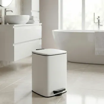 Odpadkový koš Čtvercový odpadkový koš s pedálem ODELO EDVIN 6 l bílý