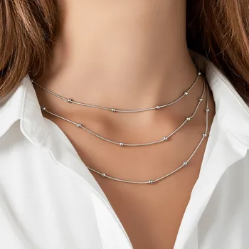 Náhrdelník Elegantní vrstvený náhrdelník „Silver Harmony Layers“ z chirurgické oceli č. 1925