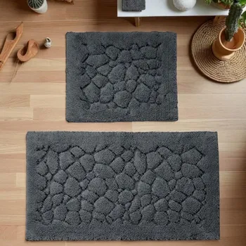 Koupelnová předložka Sada 2 bavlněných koupelnových předložek BOSTON 10 - grafitově šedá Šířka: 60 cm | Délka: 100 cm