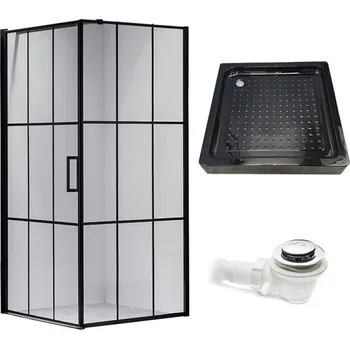 BPS-koupelny Čtvercový sprchový kout HYD-SK13A 80x80 černá/transparent + vanička HYD-SSV-SXL02A černá