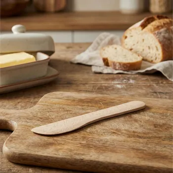 Kuchyňský nůž Malý dřevěný nožík s oválnou rukojetí WOODEN KITCHEN 16 cm přírodní