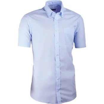 Pánská košile Modrá pánská košile slim fit s krátkým rukávem Aramgad 40434, Velikost 37/38 (S)