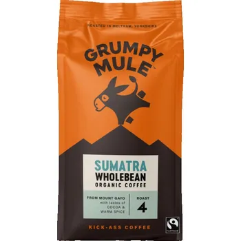 Káva Grumpy Mule BIO Sumatra SCA 84 zrnková káva Arabica 200g