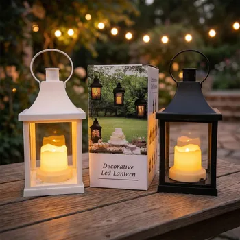 Lucerna Lampion se svíčkou LED DAILY INTERNATIONAL HOME 24 × 10 cm černý/bílý