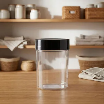 Zavařovací sklenice Kulatá dóza s černým víkem DAILY INTERNATIONAL HOME ENOLA 1,8 l průhledná