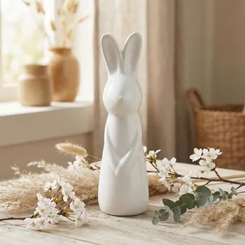 Velikonoční dekorace Stojící figurka zajíce ODELO MEL 4 × 4 × 15 cm bílá