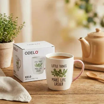 Porcelánový hrnek ODELO KIELO 580 ml bylinky růžový