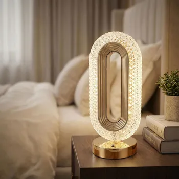Lampička Dekorační křišťálová lampa se 3 úrovněmi světla a USB DAILY INTERNATIONAL HOME 27 × 12 cm zlatá
