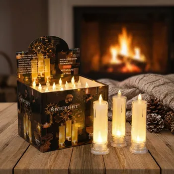 Lampička LED svíčky s pohyblivým knotem DAILY INTERNATIONAL HOME MAT 4,5 × 16 cm bílé 12 ks