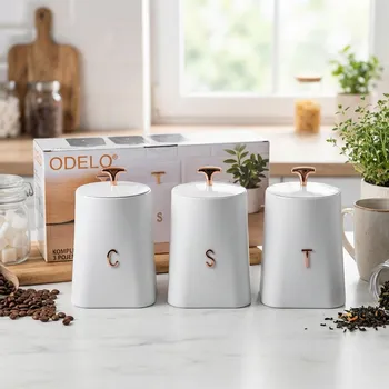 Dóza na potraviny Sada ocelových dóz ODELO MIGUEL 11,5 × 18 cm bílá 3 ks