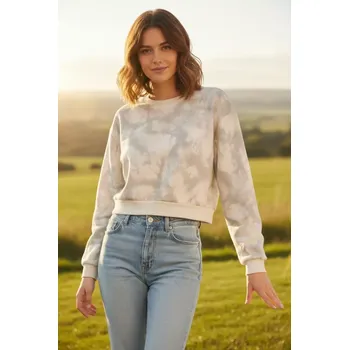 Dámská mikina Dámská krátká crop mikina-béžová