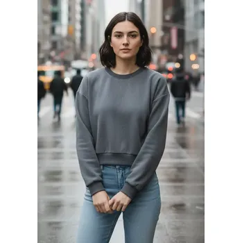 Dámská mikina Dámská krátká crop mikina- tm. šedá