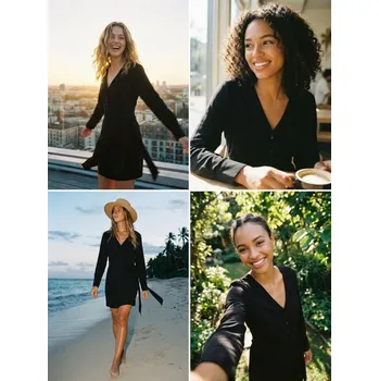 Dámské šaty Sinsay - Mini šaty s&nbsp;ozdobným vázáním - černá - 7190A-99X - 7190A-99X-XS-1