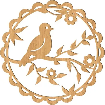 Party dekorace Dřevěná jarní dekorace - ptáček na větvičce, DUB Barva: dub, velikost: 15 cm