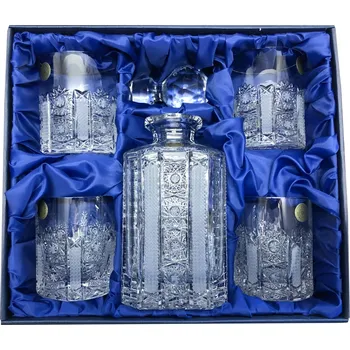 Sklenice Whisky set Bohemia Crystal karafa + 4 sklenice na whisky - brus Iris, 330 ml