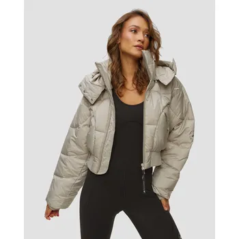 Dámská Péřová Bunda Adidas By Stella Mccartney Cropped Puffer V Šedé Barvě Ka0645-willow-grey