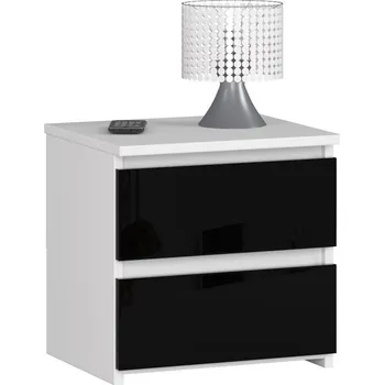 Noční stolek Noční stolek CL2 40 cm bílý/černý lesk