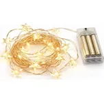 DECOLED LED světýlka na drátku na baterie hvězdičky 2,3 m, teple bílá, 20 diod, IP20 interiér, 3× AA