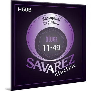 Struna pro kytaru a smyčcový nástroj Savarez Savarez struny pro E-kytaru Hexagonal Explosion NickelBlues .011-.049 H50B 7676