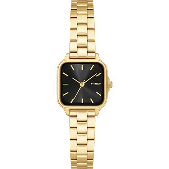 Hodinky MINET Zlato-černé dámské hodinky GRACE s ocelovým řemínkem