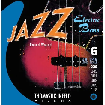 Struna pro kytaru a smyčcový nástroj Struny pro e-bas Jazz Bass série Nickel Round Wound RoundcoreSada 6-strunná JR346 32594