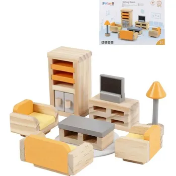 Panenka Viga DŘEVO PolarB Nábytek obývací pokoj doplněk do domečku pro panenky