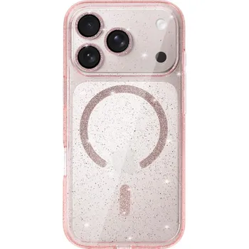 Pouzdro na mobilní telefon Zadní kryt Glitter Magsafe pro iPhone 17 Pro Max pink clear