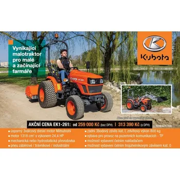 Zahradní traktor Malotraktor KUBOTA EK1-261 HST