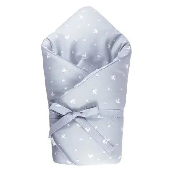 Dětský pokoj Zavinovačka SOFTELLO - sivomodré vtáčiky - Perie