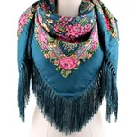 Šátek folklór květy s třásněmi 105x105 cm