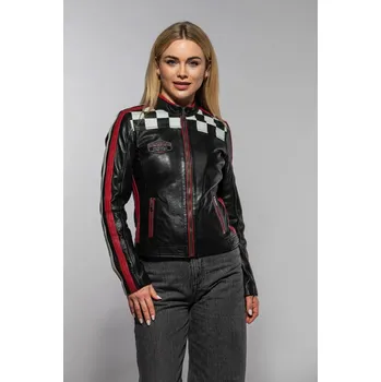 Dámská casual bunda Černá dámská kožená biker bunda MWRena Velikost XL