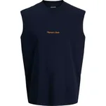Velké pánské tílko bez rukávů se subtilním nápisem Jack & Jones 12297244 námořnická modrá (4XL)
