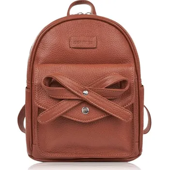 Paolo Peruzzi Dámský městský kožený batoh s mašlí Paolo Peruzzi; koňak SKL
