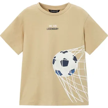 Kojenecké oblečení MAYORAL chlapecké tričko KR fotbal béžová vel. 110 cm