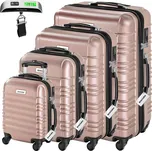 TecTake GmbH 404990 cestovní pevné kufry mila s váhou na zavazadla – sada 4 ks - růžová - zlatá