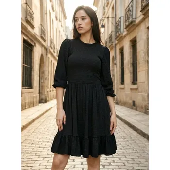 Dámská móda Sinsay - Šaty s nařasením a volánem - černá - 116GY-99X - 116GY-99X-M