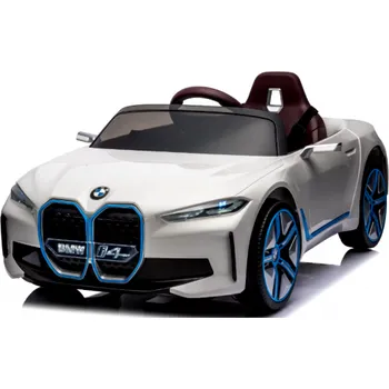 Dětské vozidlo BMW i4 Bílé Auto na akumulátor EVA Kůže dálkové ovládání