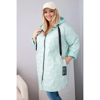 Dámská bunda Plus Size prošívaná s kapucí a nápisem HOPE růžový neon UNI