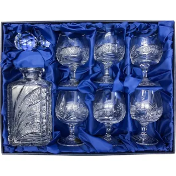Sklenice BOHEMIA CRYSTAL Sada na rum, koňak, brandy Bohemia Crystal karafa a 6 sklenic - brus Kometa